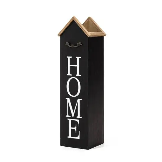 Glitzhome&reg; 30" Wood Home Boxed Porch Sign Black {1}