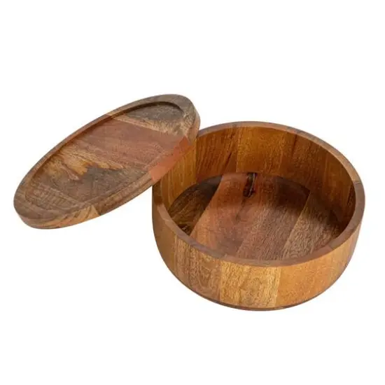 Hello Honey® 10" Round Natural Mango Wood Serving Bowl with Lid {10}