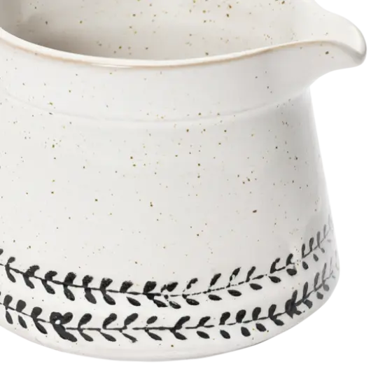Hello Honey® 16oz. White & Black Debossed Pattern Reactive Glaze Stoneware Creamer {3}