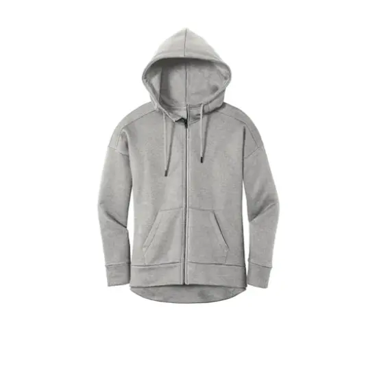 District® Perfect Weight® Women's Fleece Drop Shoulder Full-Zip Hoodie Heathered Steel {1}