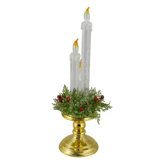 14.5" Lighted Water Candle on Gold Base with Berries {4}