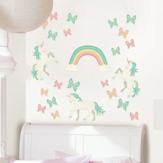 WallPops Enchanting Unicorns Glow in the Dark Wall Art Kit {4}