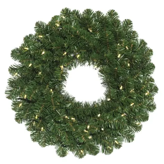 20" Pre-Lit Oregon Fir Artificial Christmas Wreath, Warm White LED Wide Angle Lights {1}