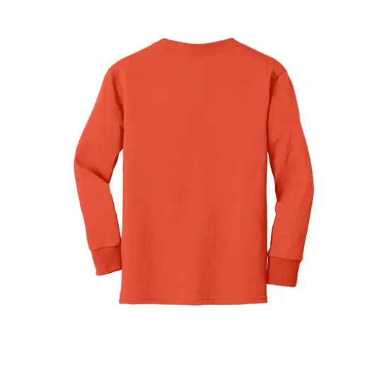 Port & Company&reg; Youth Long Sleeve Core Cotton T-Shirt Orange {4}