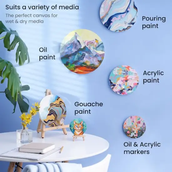 Arteza&reg; 10" Round White Classic Stretched Canvases, 8ct. {6}