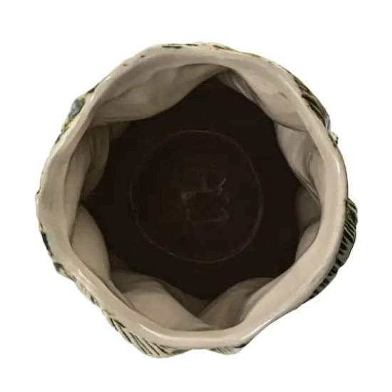 Hello Honey&reg; 12.75" Green Textured Stoneware Organic Shaped Vase with Reactive Glaze {6}