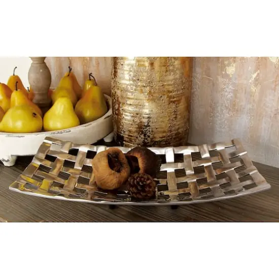 Silver Aluminum Contemporary Tray Set {11}
