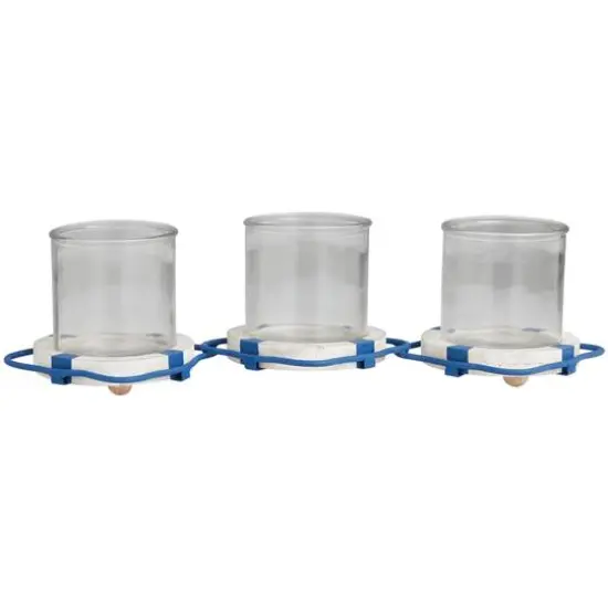 Blue Metal Distressed 3-Linked Buoy Candle Holder with White Wood Accents {6}