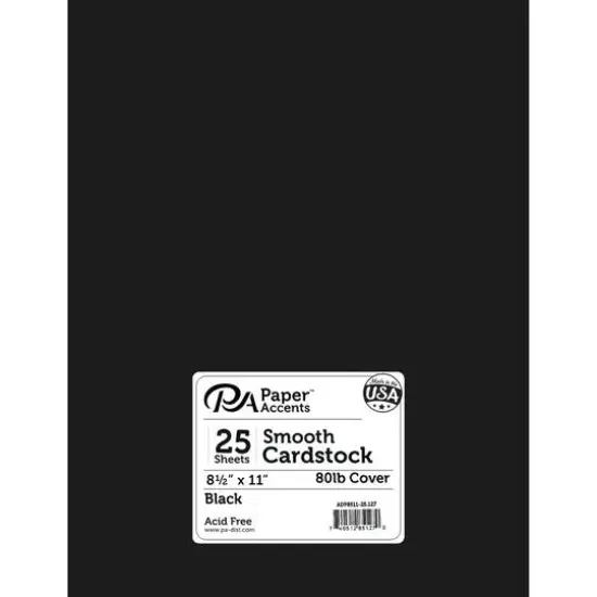 PA Paper™ Accents 8.5" x 11" 80lb. Smooth Cardstock Paper, 25ct. Black {1}