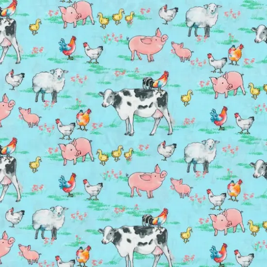Fabric Traditions Light Blue Animals Cotton Fabric {1}