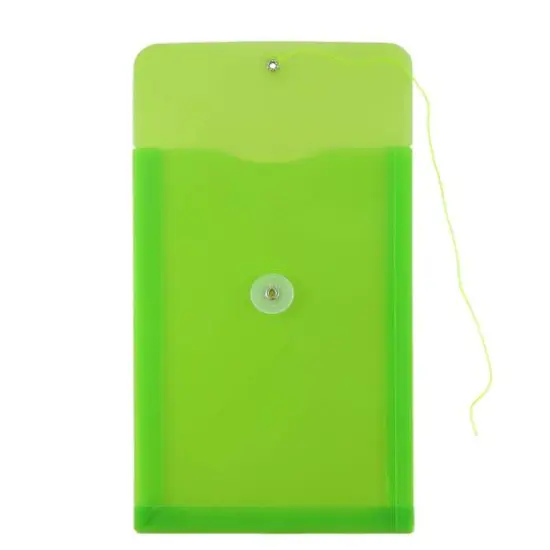JAM Paper 6.25" x 9.25" Lime Green Button & String Closure Plastic Envelope, 12ct. {3}