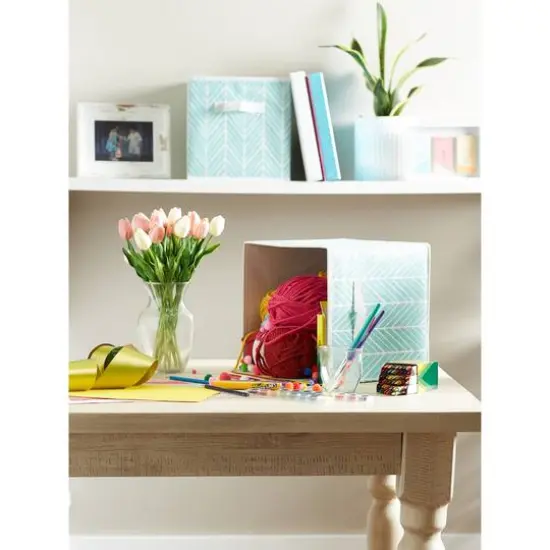 DII&reg; 11" Aqua Herringbone Storage Cube, 2ct. {7}