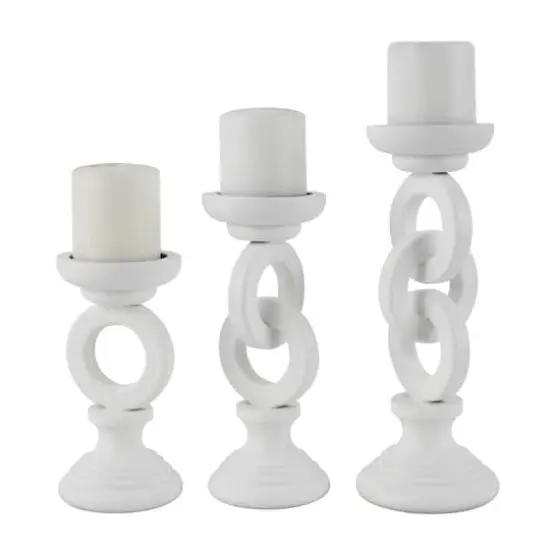 White Chain Link Candle Holder Set {1}