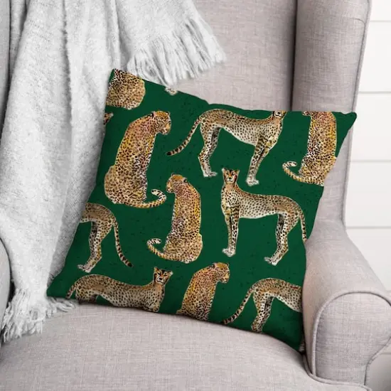 Cheetahs Indoor/Outdoor Throw Pillow Green {3}