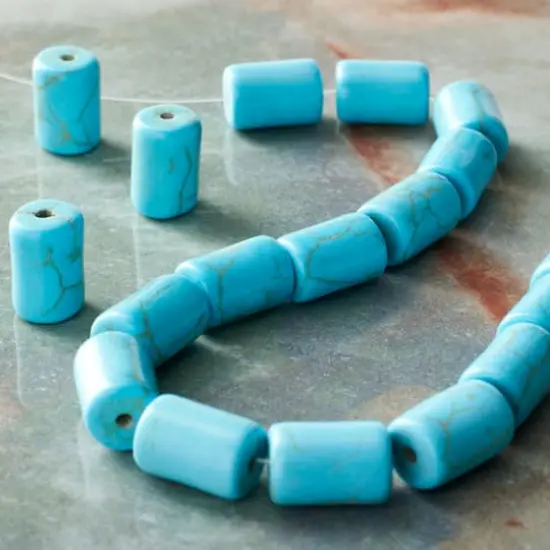 Turquoise Howlite Tube Beads, 12mm by Bead Landing&trade; {3}