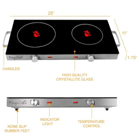 MegaChef Ceramic Infrared Double Electical Cooktop {3}