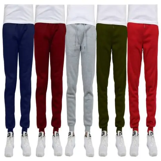 Galaxy by Harvic Fleece-Lined Men's Jogger Sweatpants 5 Pack Navy/Burgundy/Heather Gray/Olive/Red {1}