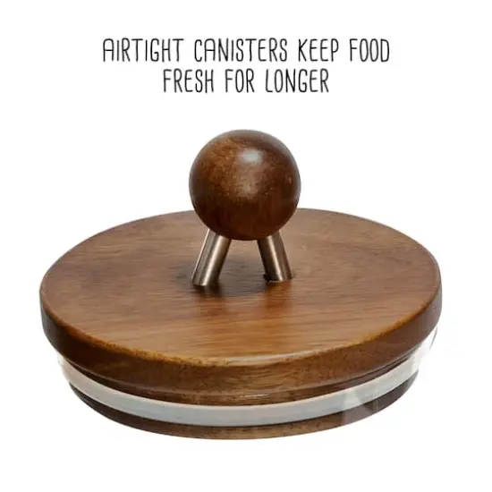 Honey Can Do Acacia Top Glass Kitchen Canister Set, 3ct. {7}