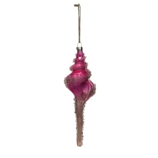 Hello Honey&reg; 8.25" Pink Ombre Glass Conch Ornament with Beads {1}