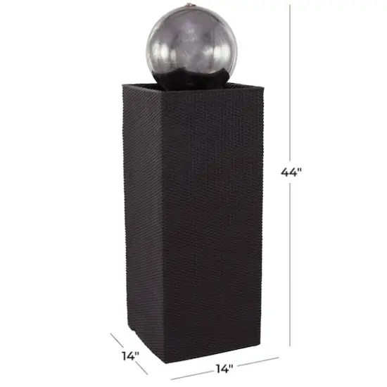 44" Black Fiberglass Fountain with LED Light {7}