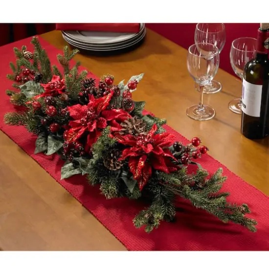 3ft. Red Poinsettia & Berry Centerpiece {7}