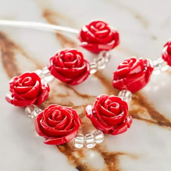 Stone Composite Flower Beads, 14mm by Bead Landing&trade; Red {3}