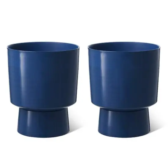 Glitzhome&reg; 16.75" Cobalt Blue Faux Ceramic Urn Plastic Planters, 2ct. {1}