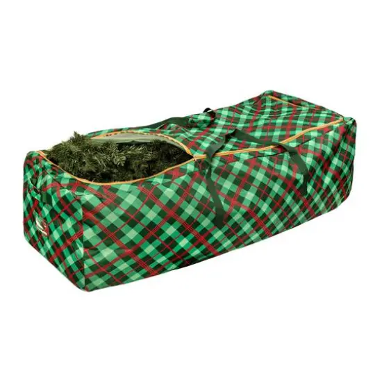 Honey Can Do 63'' Plaid Rolling Tree Storage Bag {3}