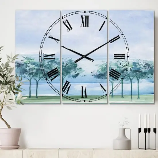 Designart Across The Lake VI 3 Panel Farmhouse Wall Clock {3}