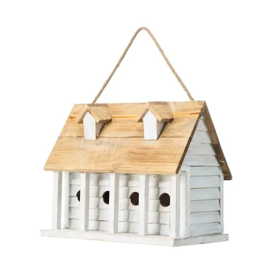Glitzhome&reg; 14.25" Retro White Distressed Cottage Birdhouse {1}