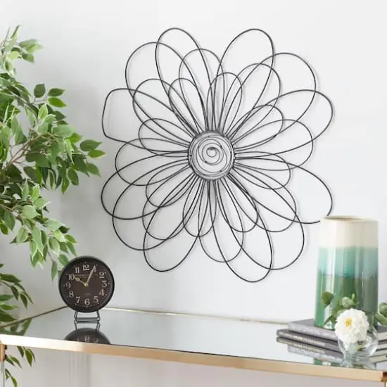 29" Black Metal Modern Floral Wall D&eacute;cor {8}