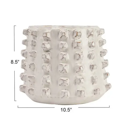 Hello Honey&reg; 11" Ivory Stoneware Sculptural Planter with Raised Dots {7}