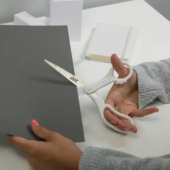 JAM Paper 8" Ergonomic Multi-Purpose Precision Scissors White {5}