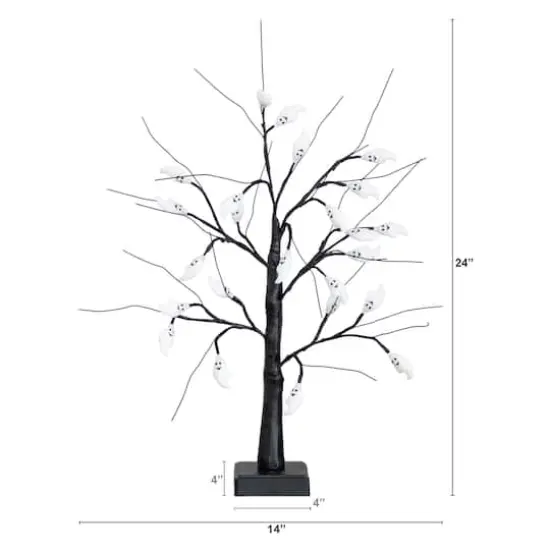 2ft. Pre-Lit Artificial Halloween Ghost Twig Tree with 24 Purple LED Lights {3}