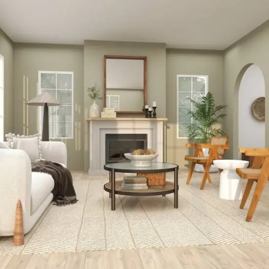 34" Brown Rattan Coffee Table with Pressed Tempered Glass Top {17}