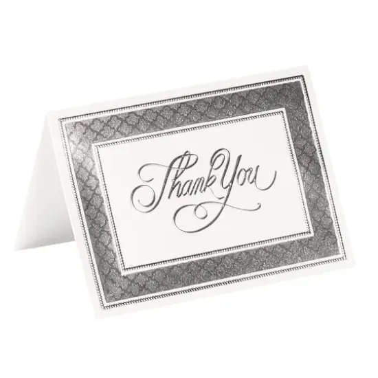 JAM Paper Thank You Card Set with Silver Border, 25ct. Silver/White {5}