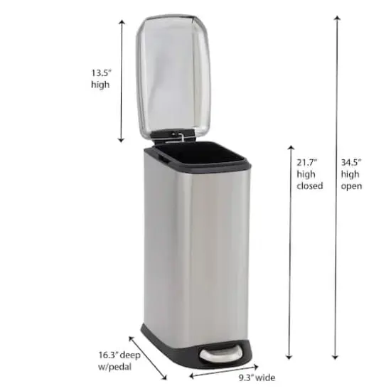Household Essentials 5 gal. Slim Stainless Steel Trash Can {4}