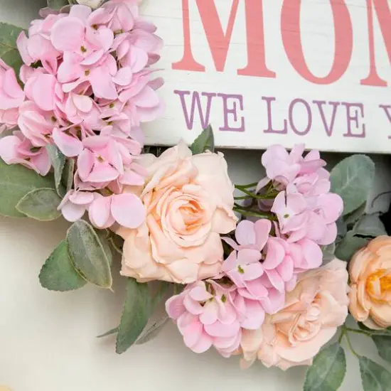 Glitzhome&reg; 22" Mother's Day Floral Wreath {6}