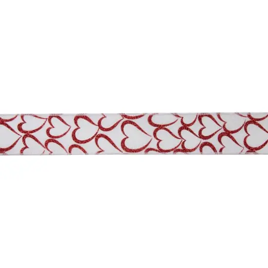 2.5" x 10yd. Glitter Flourish Hearts Valentine's Wired Craft Ribbon {1}