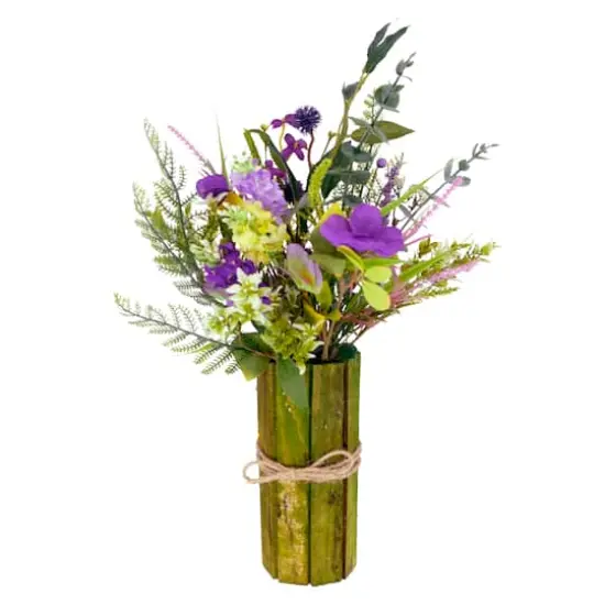 18'' Green and Purple Lavender Floral Bouquet {1}