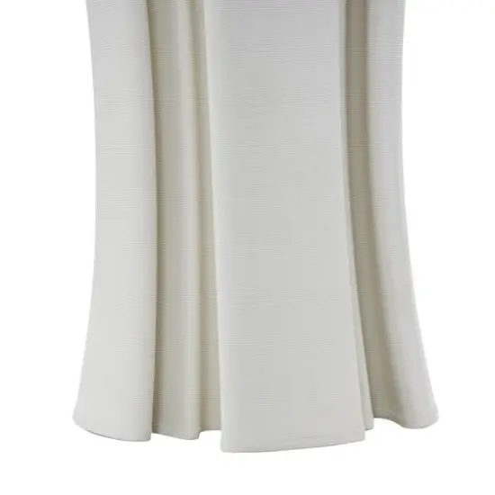 White Ceramic Abstract Ribbed Dimensional Folded Vase with Curvy Rim {5}