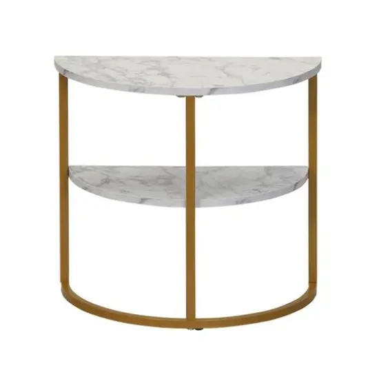 Household Essentials 18" 2-Tier Half Moon End Table White {7}