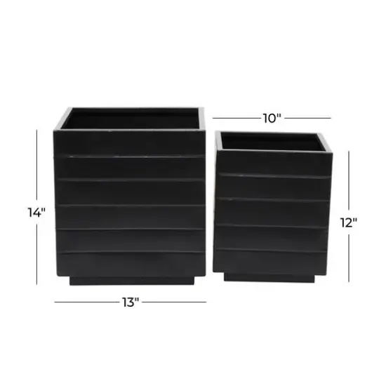 Black Modern Planter, Set of 2" 13", 10" {8}