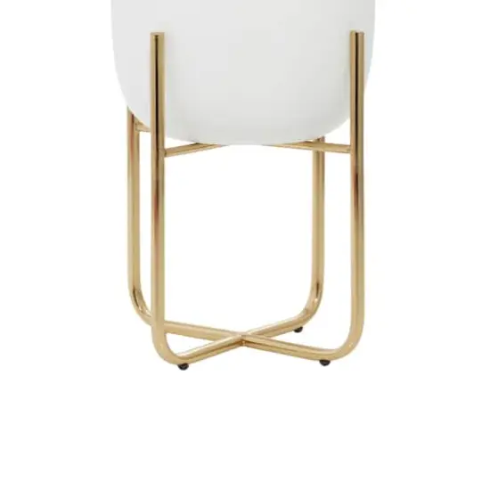 Metal Contemporary Stand Planter Set White {5}