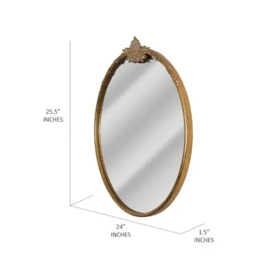 Head West 24" Vintage Ornate Round Gold Metal Frame Mirror {8}