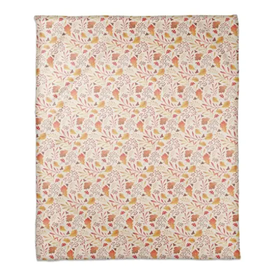Watercolor Fall Leaves Coral Fleece Blanket {1}