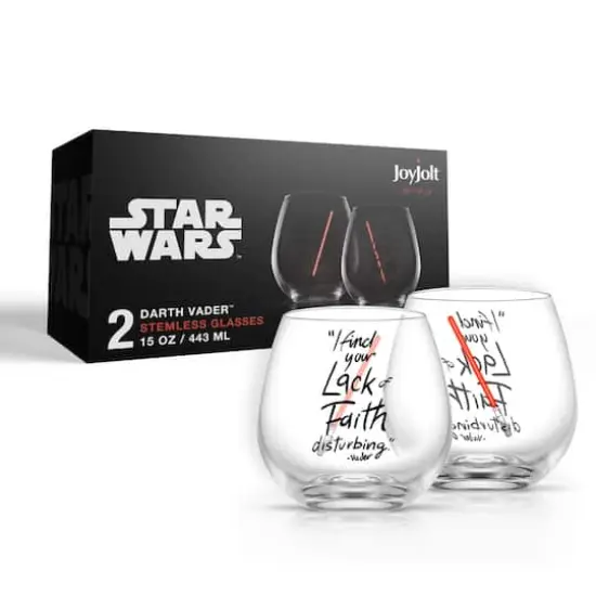 JoyJolt® Star Wars™ 15.oz. New Hope Darth Vader Red Lightsaber Stemless Drinking Glass, 2ct. {8}
