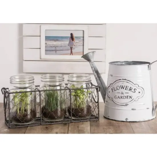 DII&reg; Rustic Chicken Wire Flatware Caddy with Clear Jars {5}