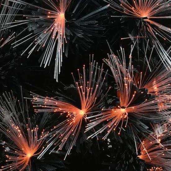 4ft. Fiber Optic Candy Corn Color Lights Black Artificial Halloween Tree {4}