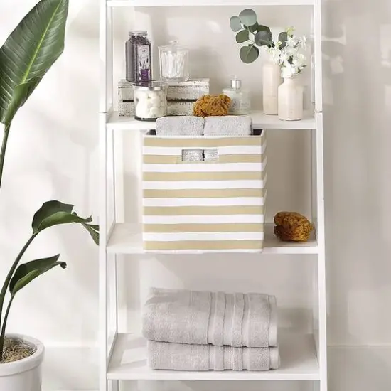 DII&reg; Striped Square Storage Cube Vintage Linen {5}